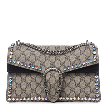 Gucci GG Supreme Monogram Crystal Small Dionysus Shoulder Bag Black 1 of 12