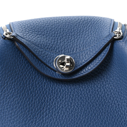 Hermes Taurillon Clemence Mini Lindy 20 Bleu Tie 8 of 11