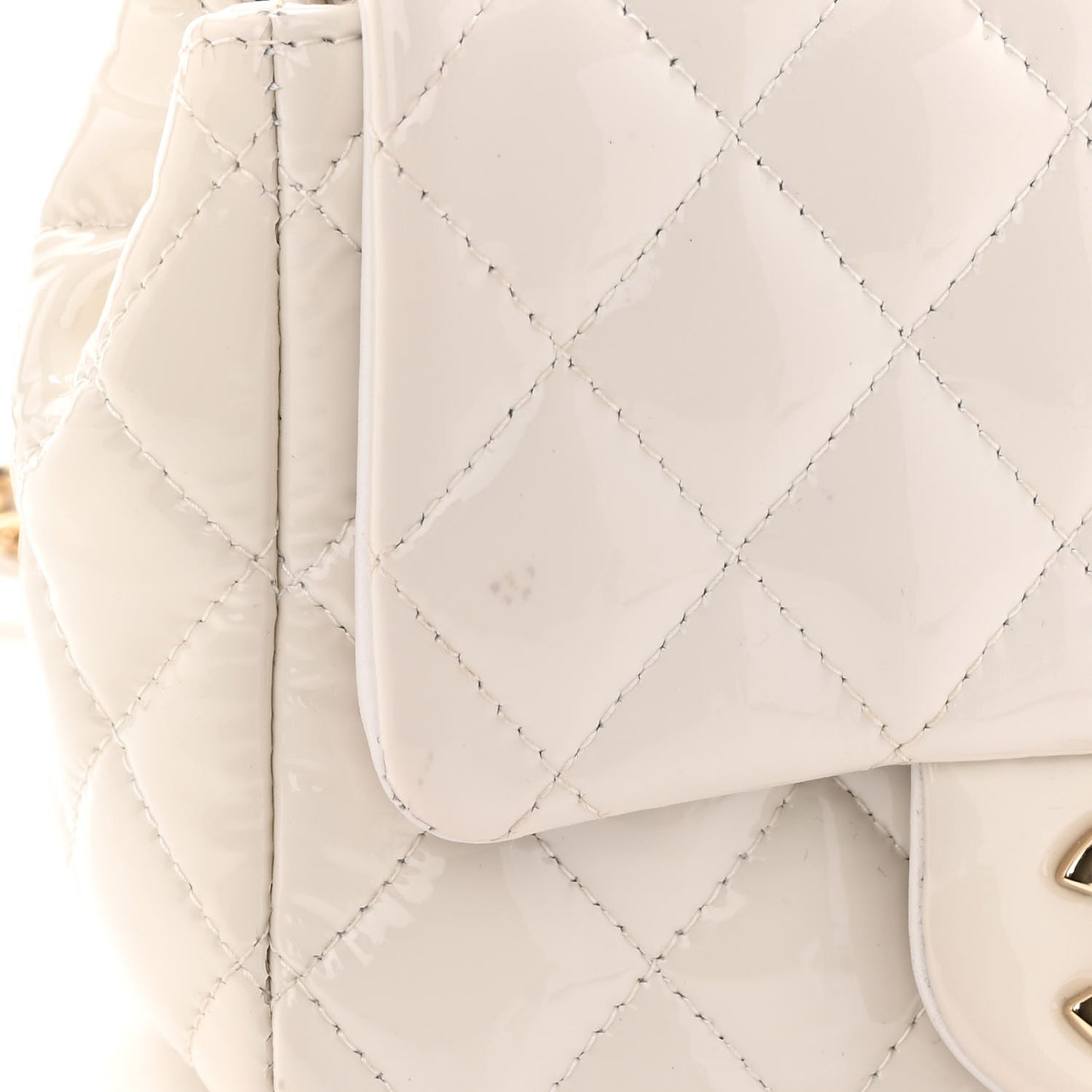 Patent Quilted Mini Square Flap White