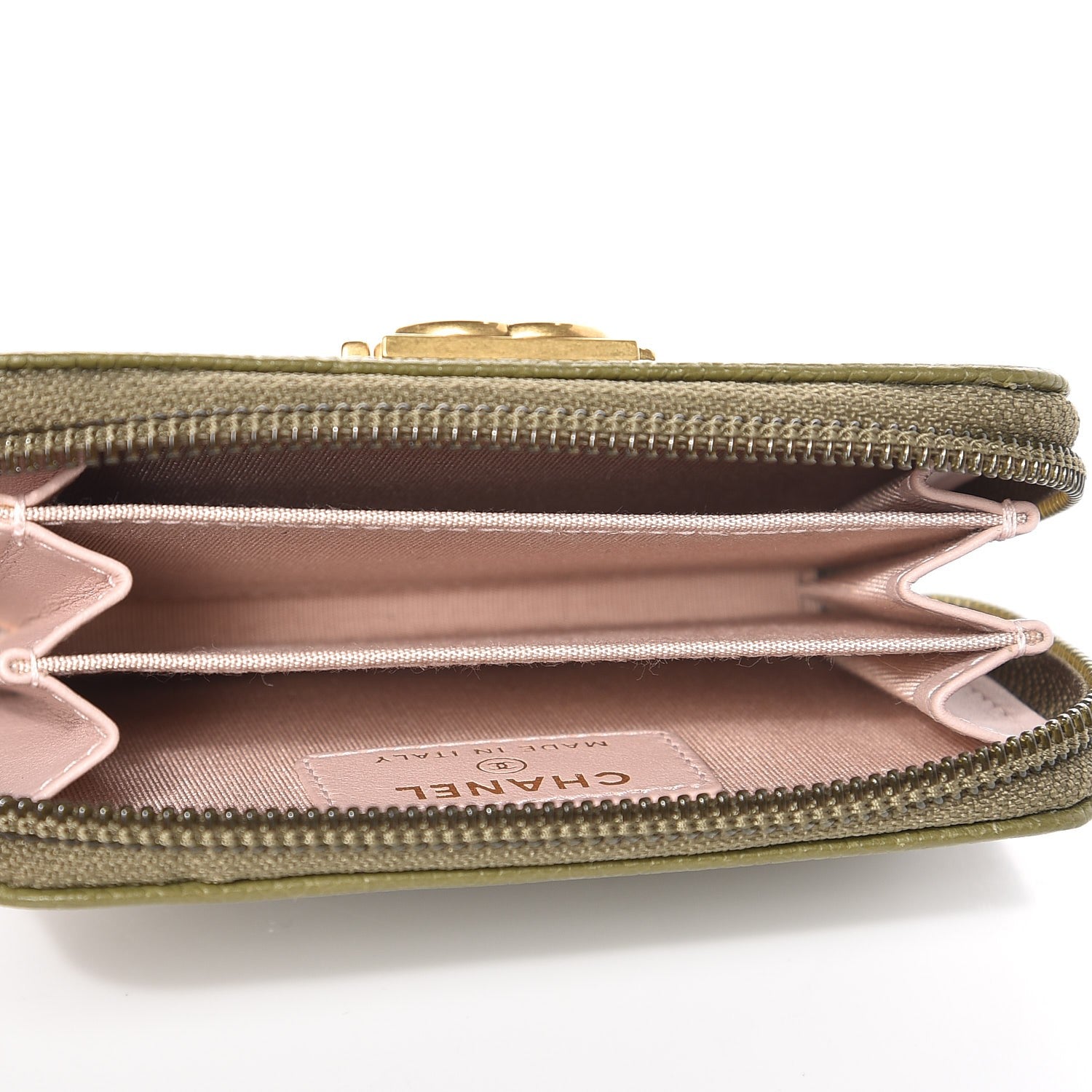 Chanel Caviar Quilted Boy Zip Around Coin Purse Wallet Green 5 of 8