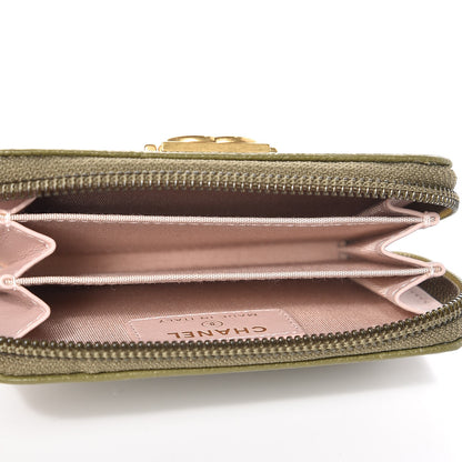 Chanel Caviar Quilted Boy Zip Around Coin Purse Wallet Green 5 of 8