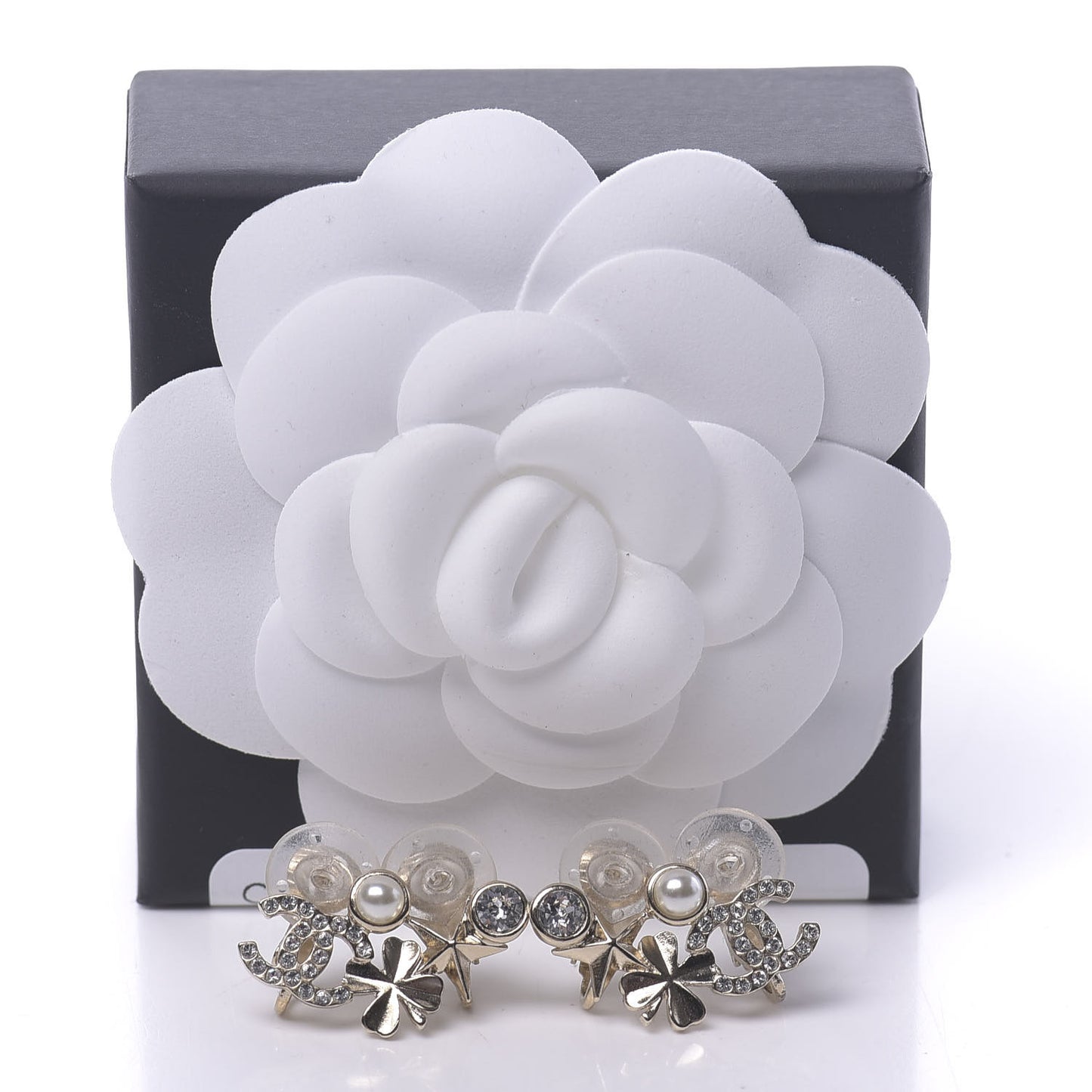 Crystal Pearl Sergeant CC Clip On Earrings Gold
