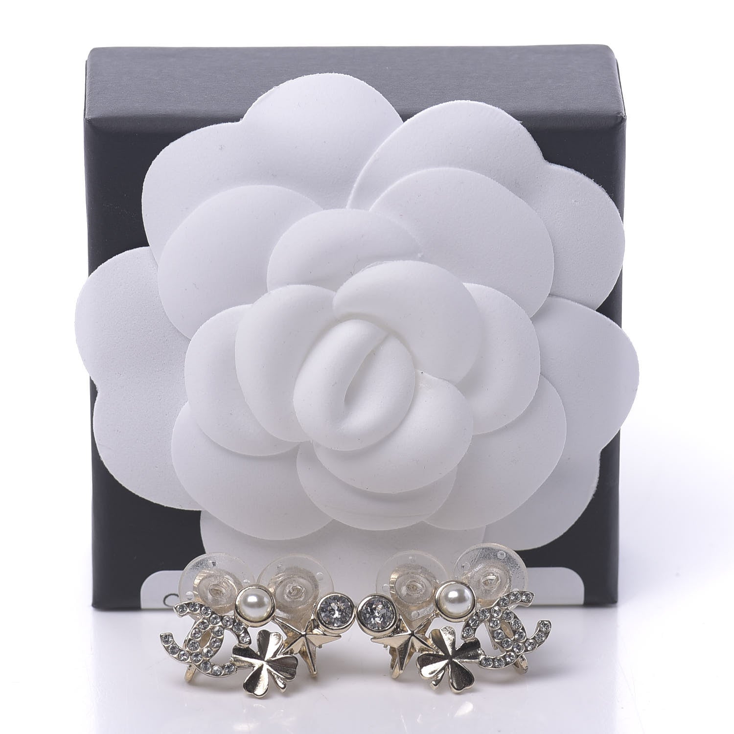 Chanel Crystal Pearl Sergeant CC Clip On Earrings Gold 5 of 5