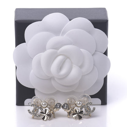 Chanel Crystal Pearl Sergeant CC Clip On Earrings Gold 5 of 5