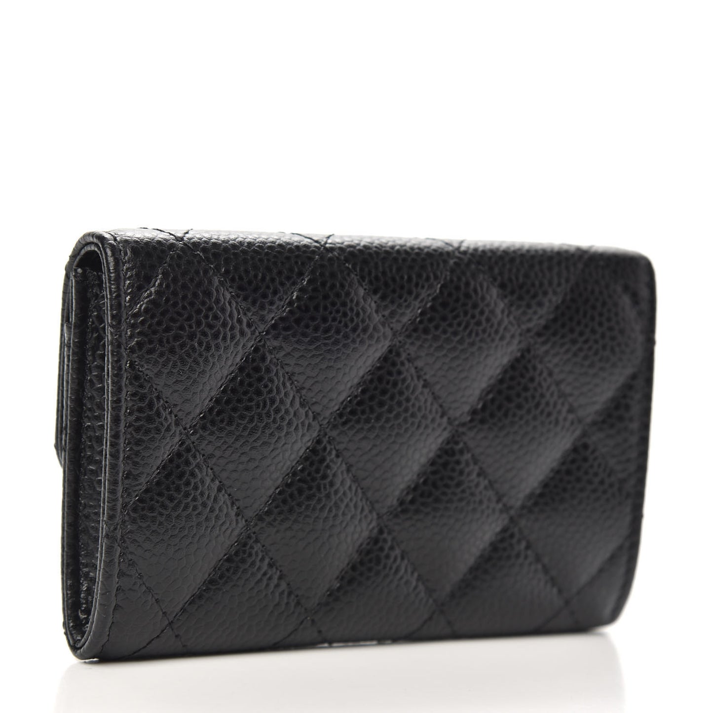 Caviar Quilted Flap Card Holder Black
