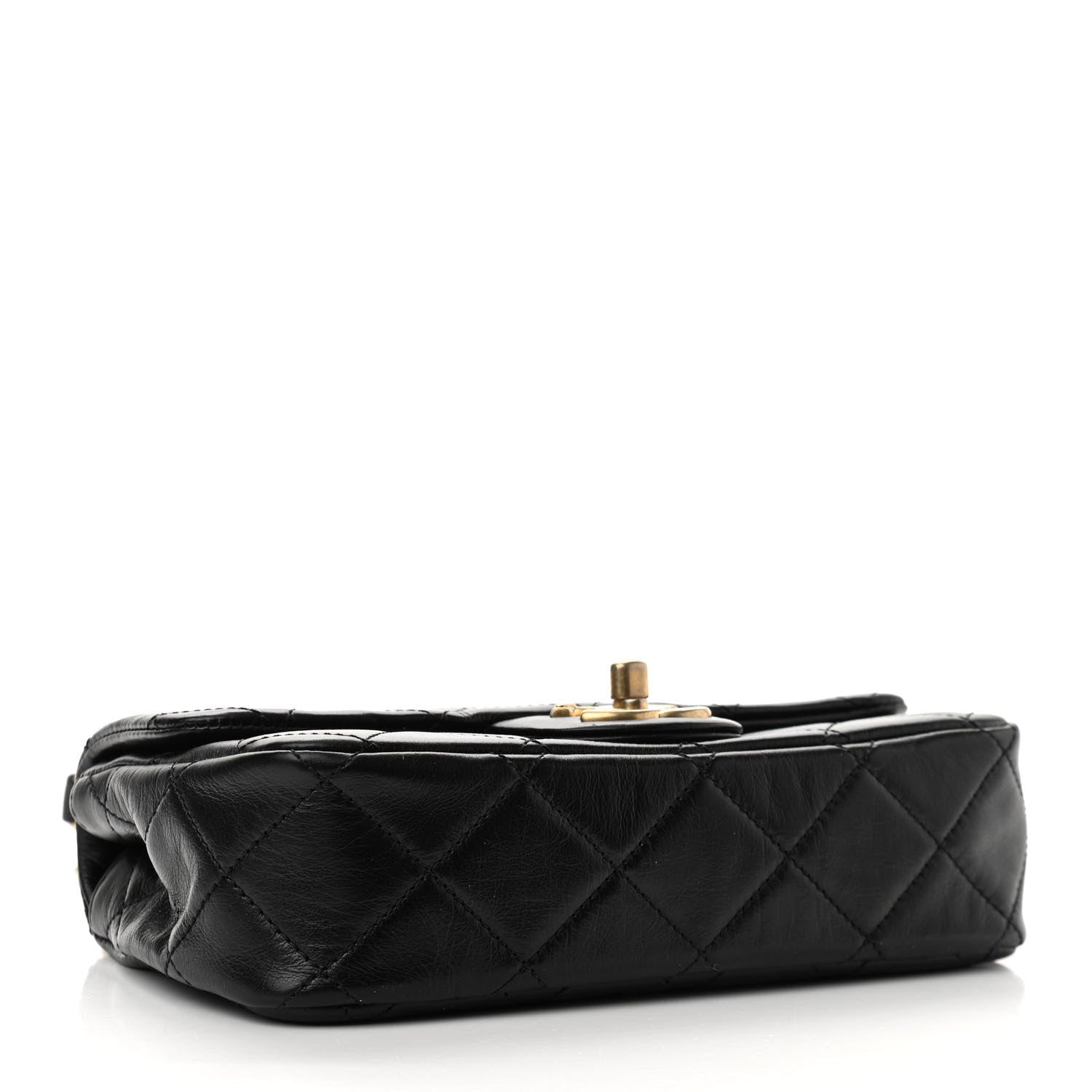 Chanel Calfskin Quilted Mini Rectangular Crystal Pearls Chain Flap Black 4 of 11