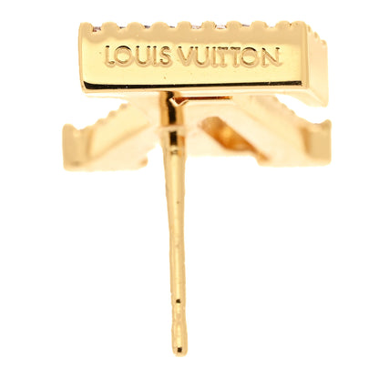 Louis Vuitton Metal Crystal LV Iconic Earrings Gold 4 of 5