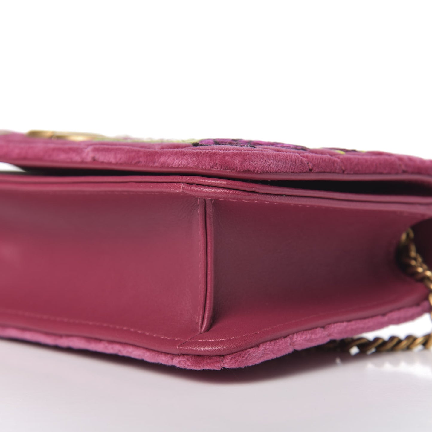 Velvet Matelasse Love Embroidered GG Marmont Mini Bag Light Raspberry Rose