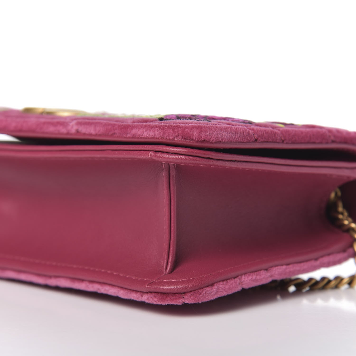 Gucci Velvet Matelasse Love Embroidered GG Marmont Mini Bag Light Raspberry Rose 8 of 10