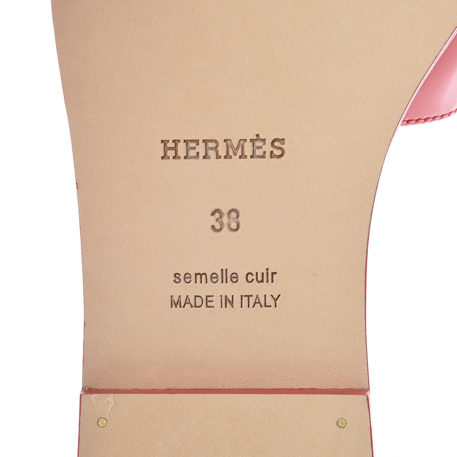 Hermes Patent Oran Sandals 38 Rose Jaipur 6 of 7