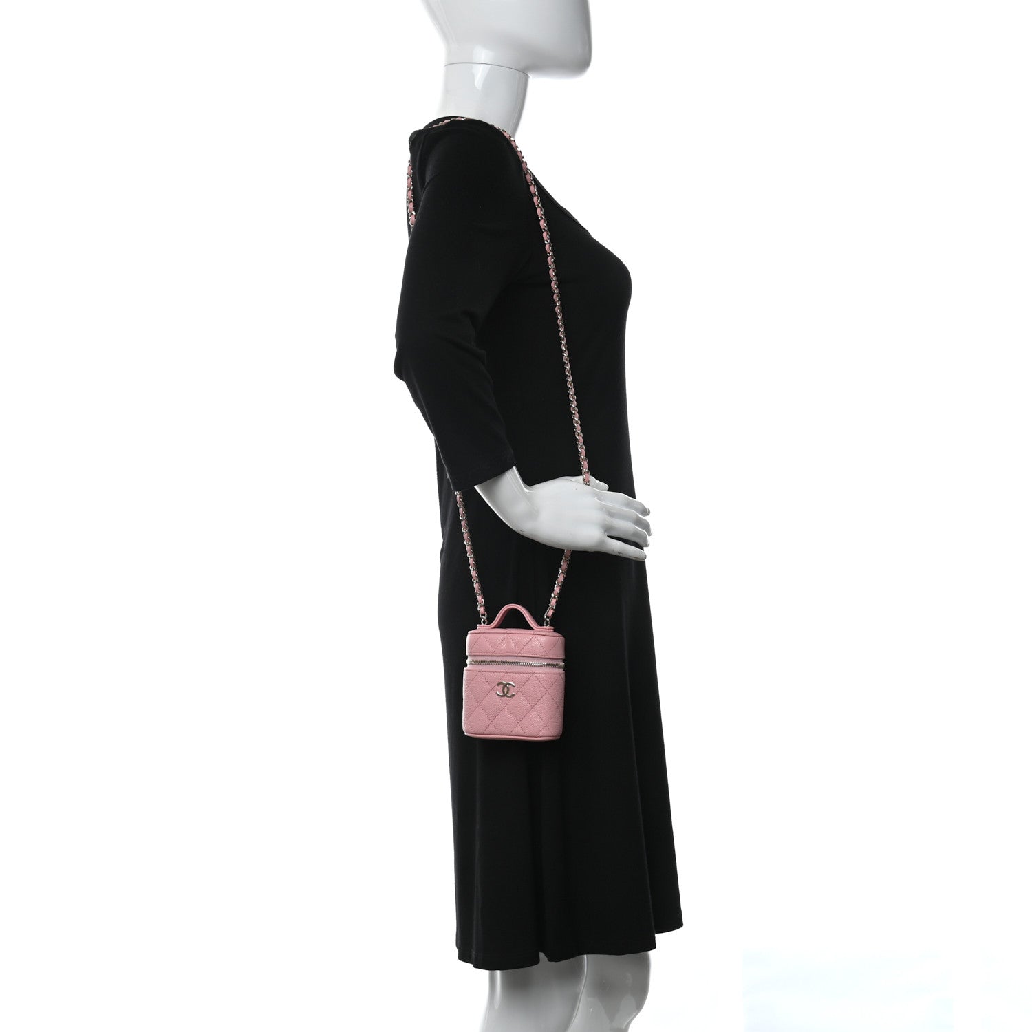 Chanel Caviar Quilted Small Handle With Care Vanity Case With Chain Pink 2 of 9