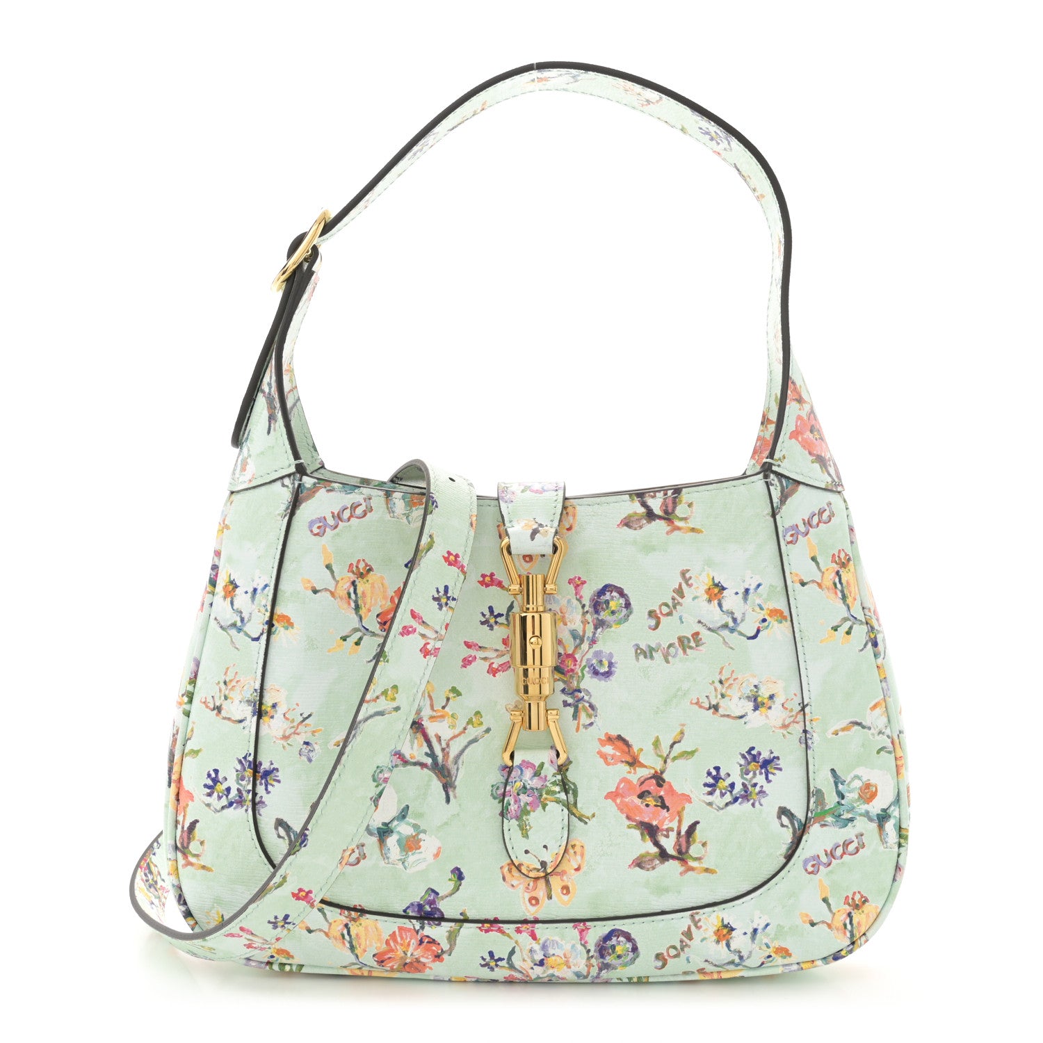Gucci Soave Amore Calfskin Floral Small Jackie 1961 Hobo Mint Multicolor 1 of 12