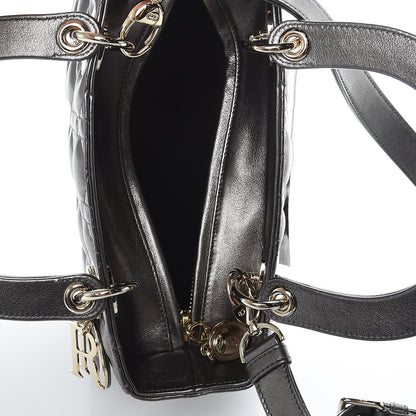 Christian Dior Metallic Calfskin Cannage Medium Lady Dior Gunmetal Grey 5 of 11