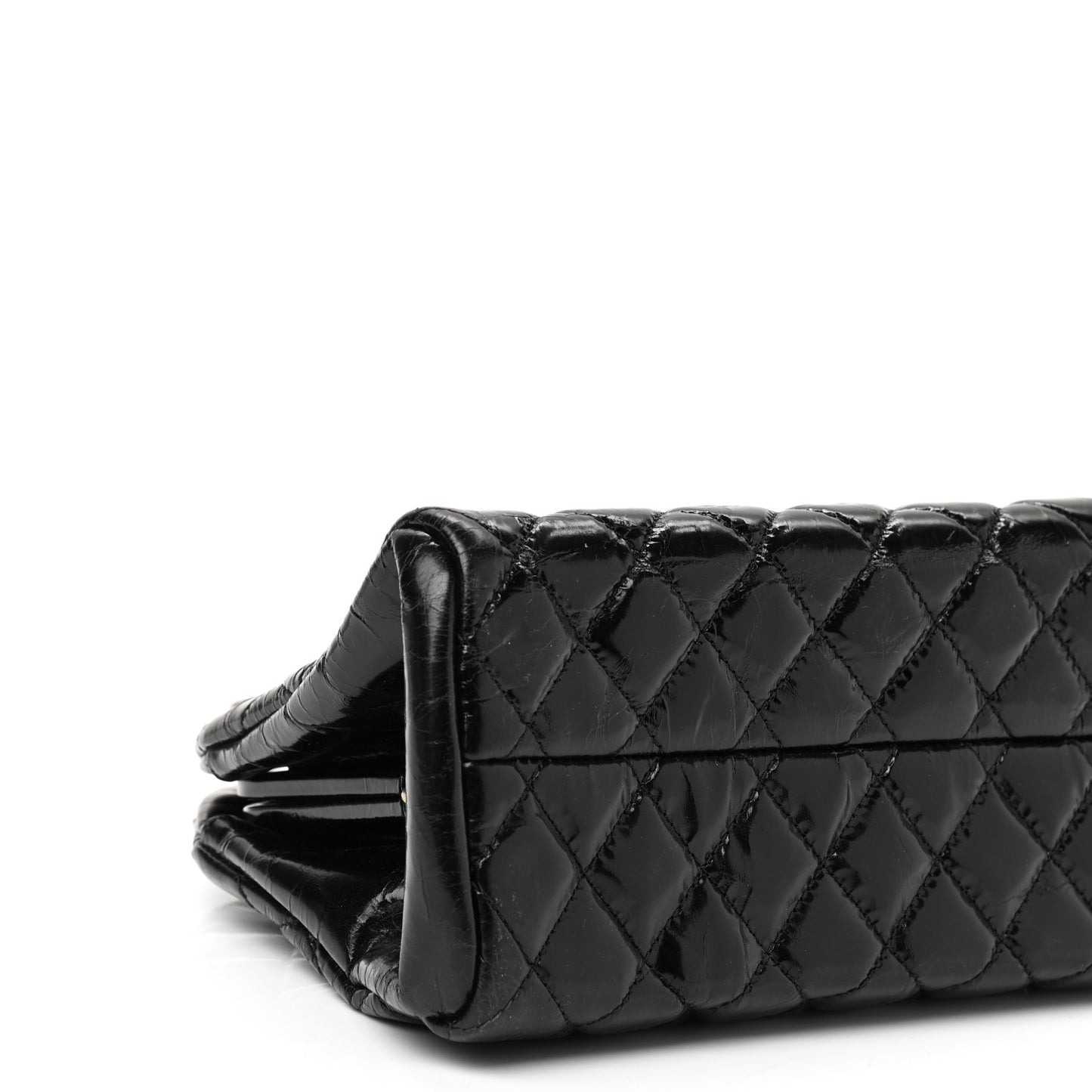 Patent Quilted Medium Just Mademoiselle Bowling Bag Black