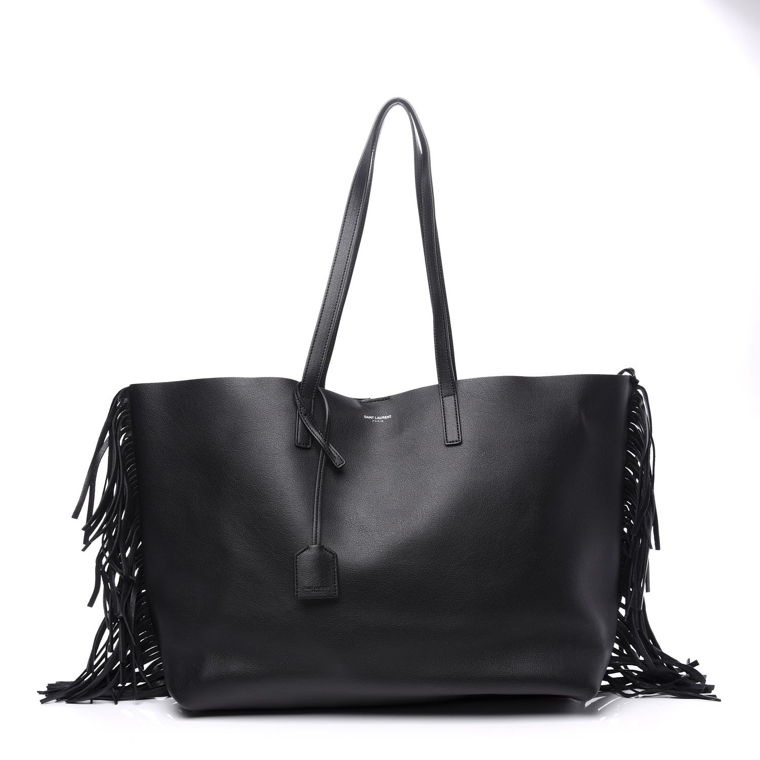 Saint Laurent Calfskin Large Fringe Shopping Tote Black 2 of 15