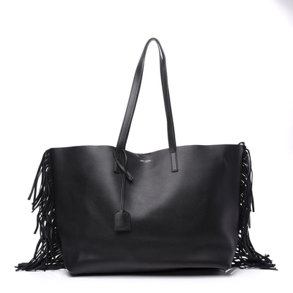 Saint Laurent Calfskin Large Fringe Shopping Tote Black 2 of 15