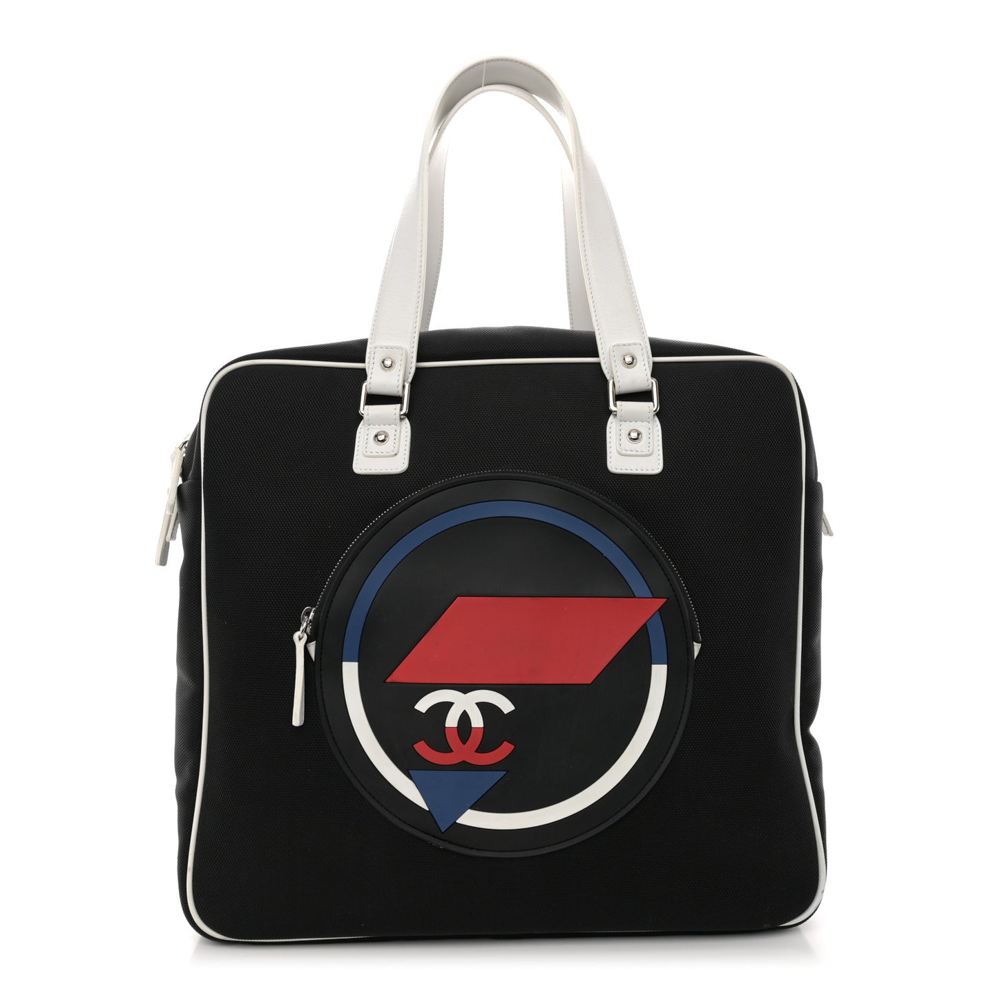 Canvas Rubber Airlines Large Zip Shopping Tote Black White Red