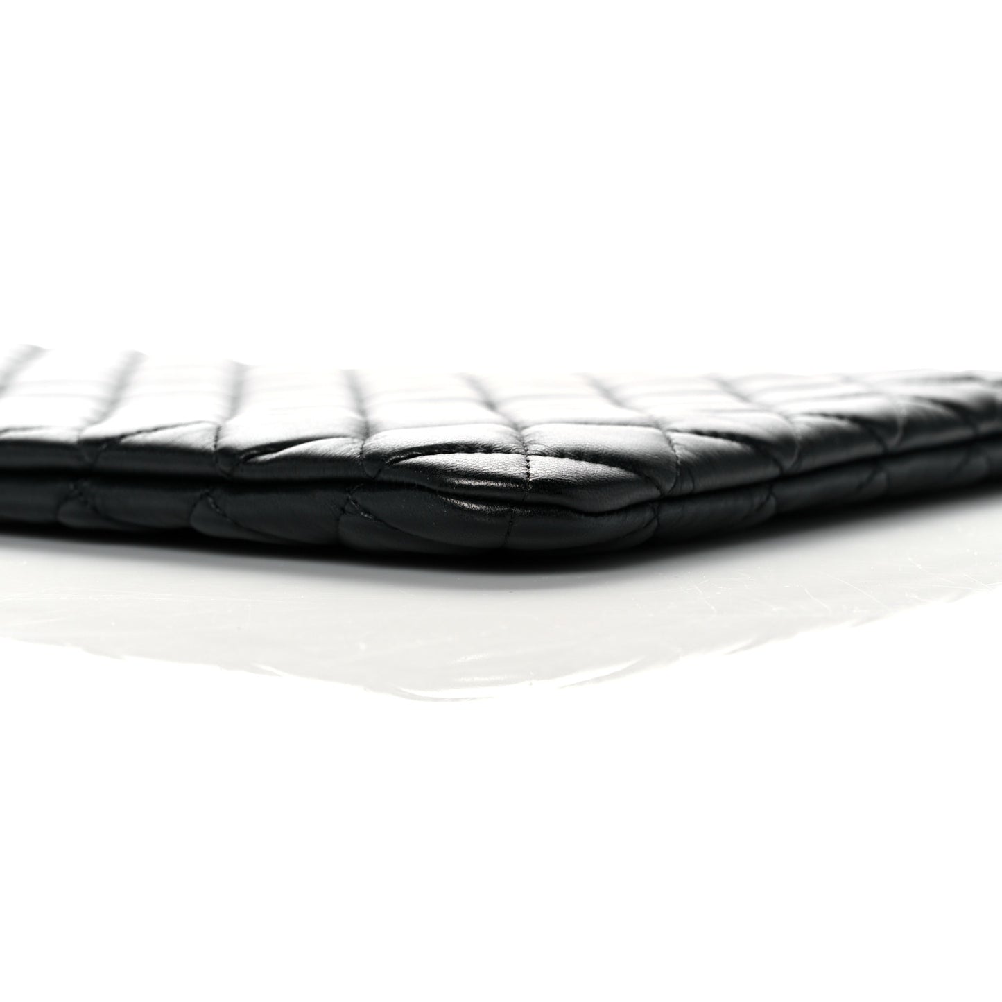 Lambskin Quilted Large Cosmetic Case Black