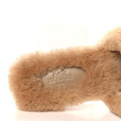 Hermes Woolskin Oran Sandals 37 Beige Argile 7 of 8