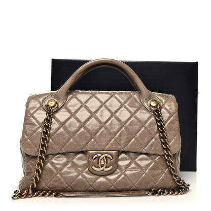Chanel Glazed Calfskin Castle Rock Medium Flap Dark Beige 13 of 13