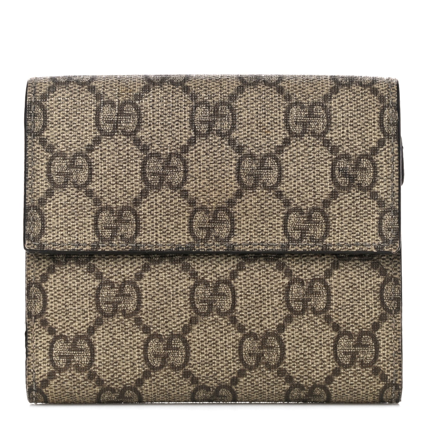 GG Plus Monogram Ladies GG French Flap Wallet Beige Ebony Cocoa