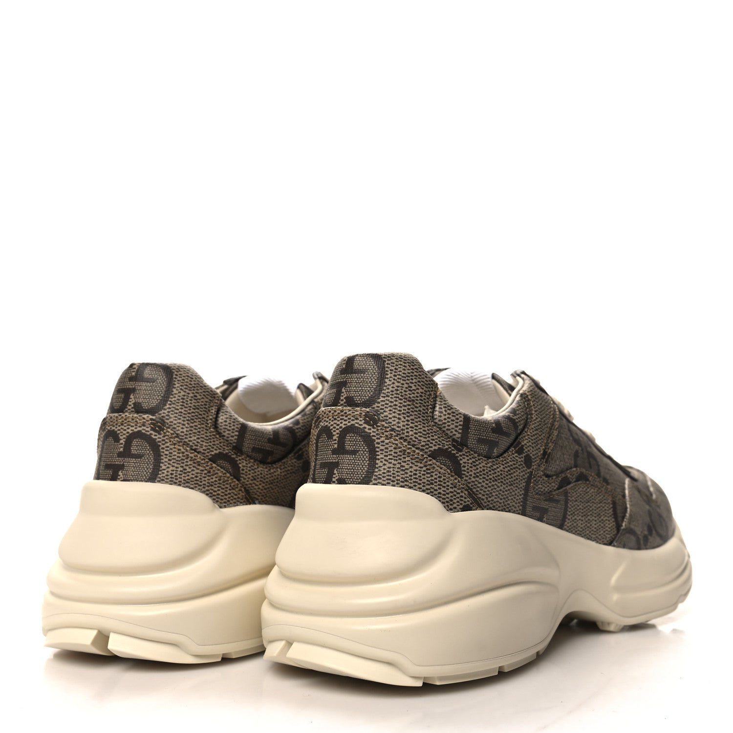 Gucci Maxi GG Supreme Monogram Gucci 100 Womens Rhyton Sneakers 37 Beige Ebony 4 of 9