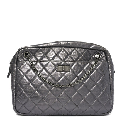Chanel Metallic Aged Calfskin Quilted Large Reissue Camera Case Dark Silver 1 of 19