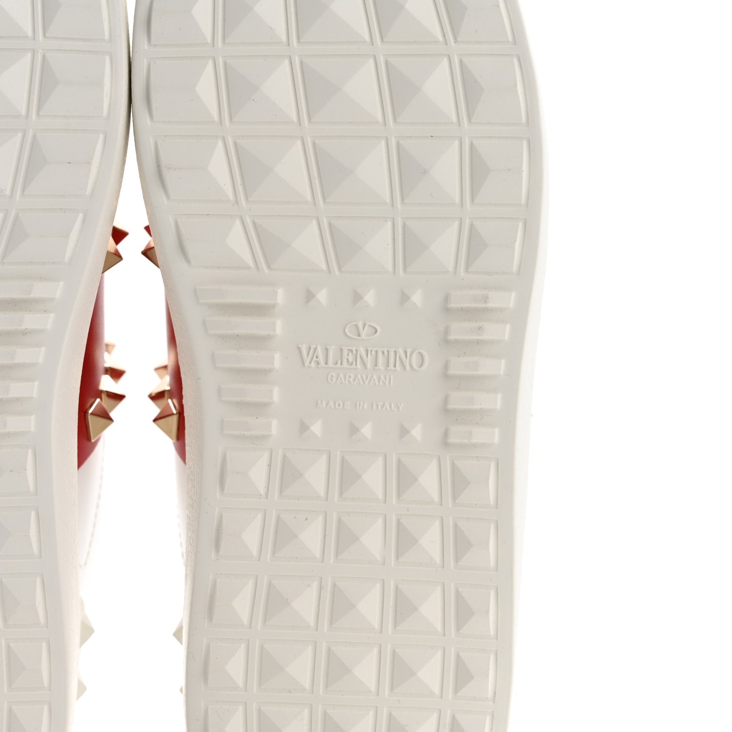 Calfskin Untitled Rockstud Slide Sneakers 36.5 White Red