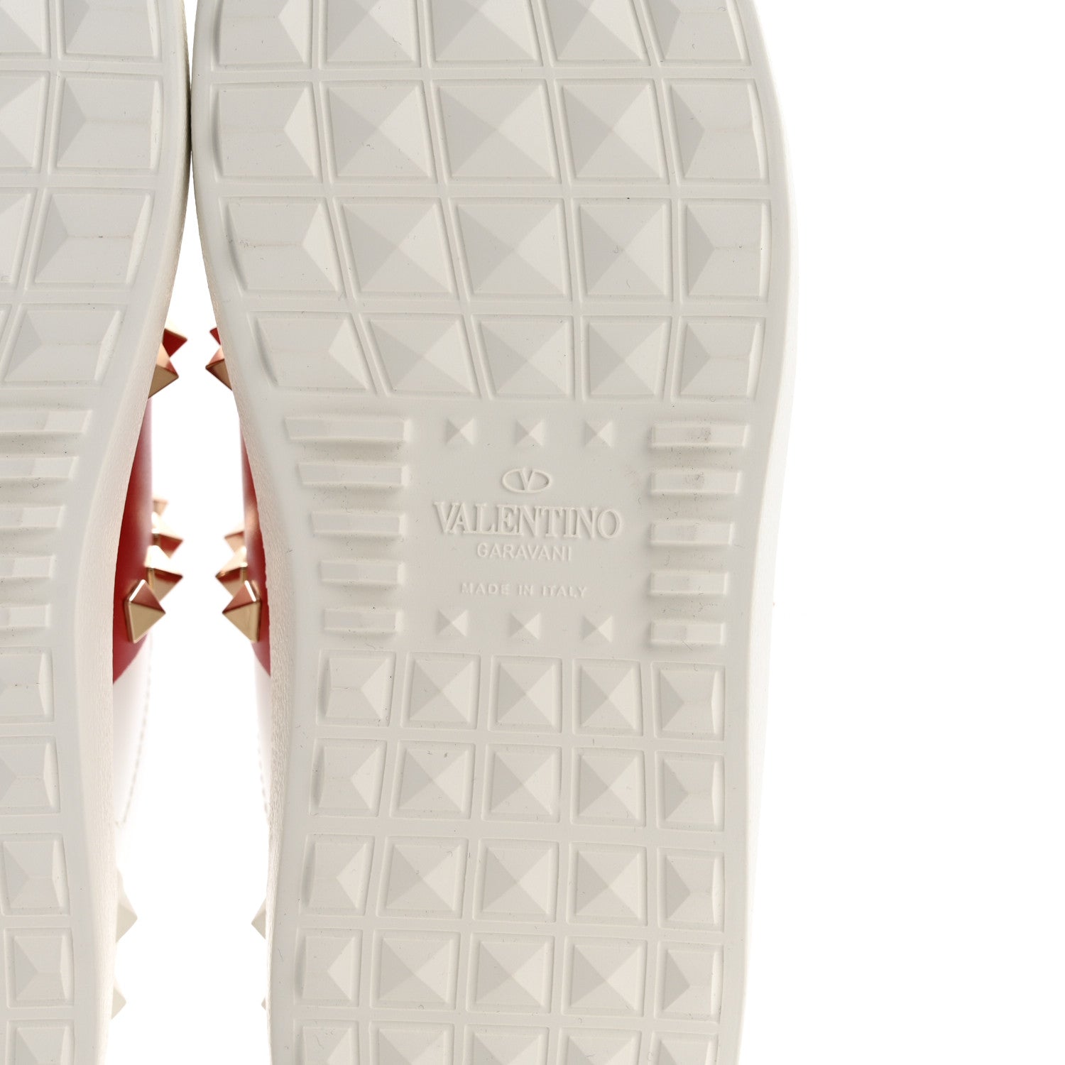 Valentino Garavani Calfskin Untitled Rockstud Slide Sneakers 36.5 White Red 7 of 10