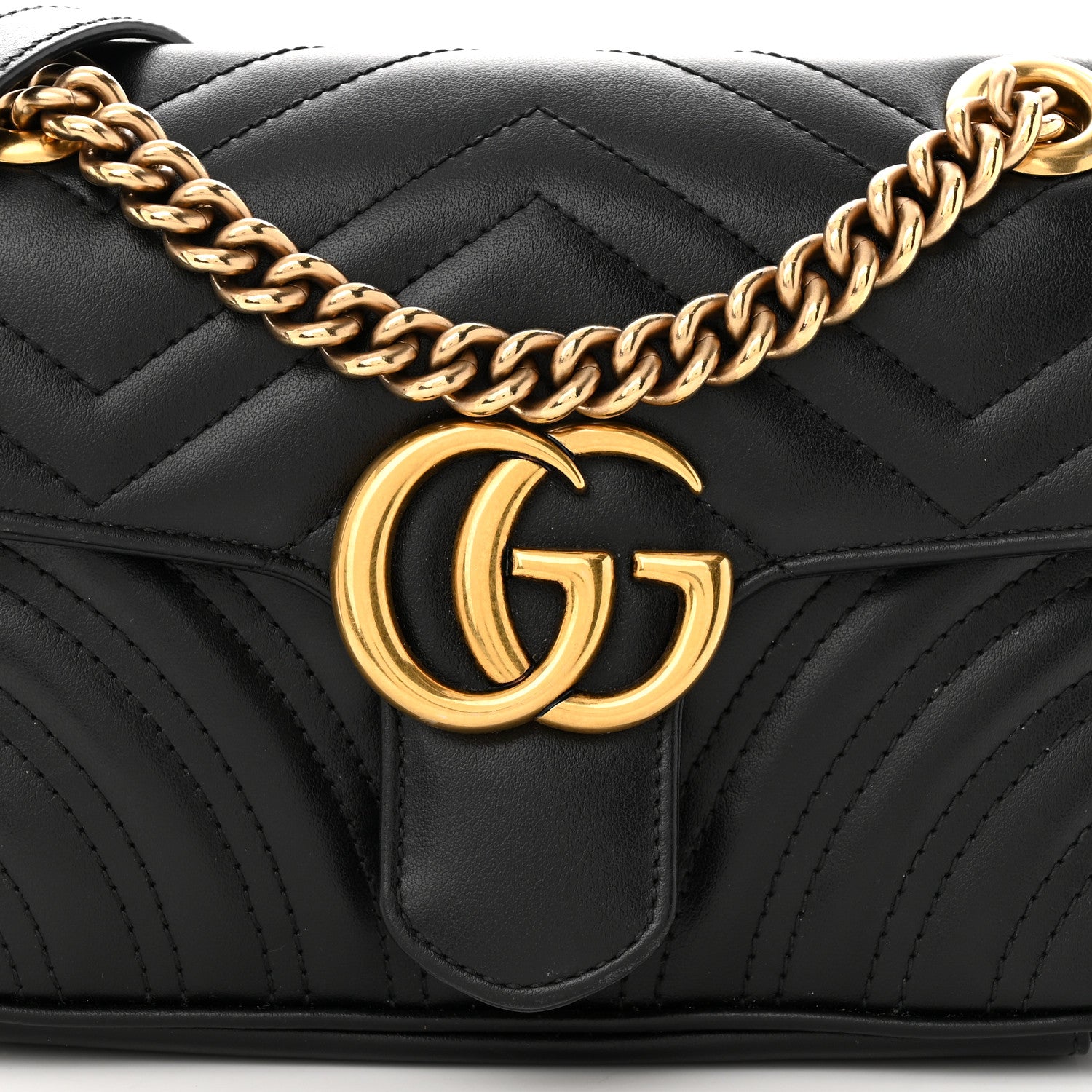 Gucci Calfskin Matelasse Mini GG Marmont Shoulder Bag Black 8 of 11