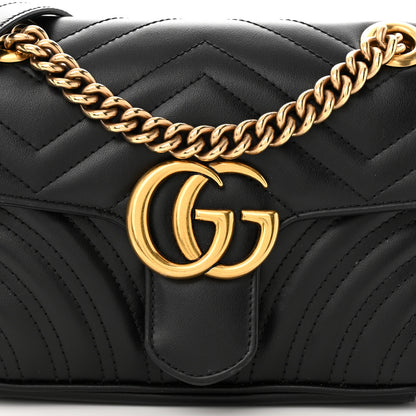 Gucci Calfskin Matelasse Mini GG Marmont Shoulder Bag Black 8 of 11