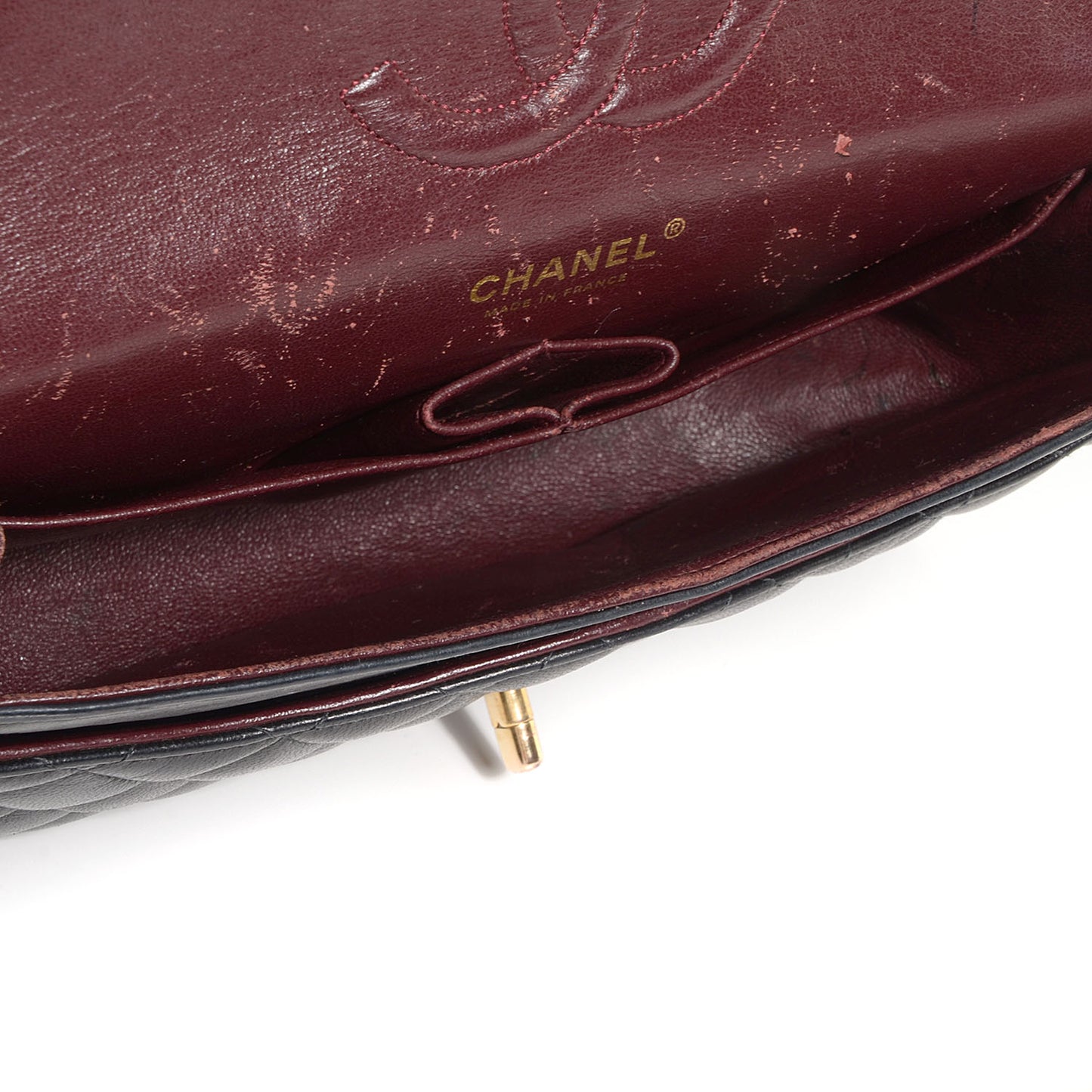 Lambskin Medium Double Flap Navy Blue