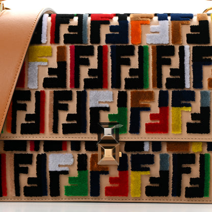 Fendi Vitello Liberty Velvet FF Multicolor Kan I Shoulder Bag Multicolor Cuoio 8 of 14