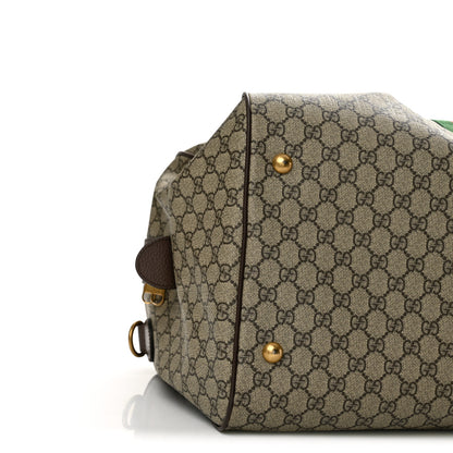 Gucci GG Supreme Monogram Textured Dollar Calfskin Web Large Savoy Duffle Bag Beige Ebony New Acero 9 of 12