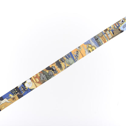 Hermes Silk Animapolis Twilly Ocre Bleu Vert 4 of 4