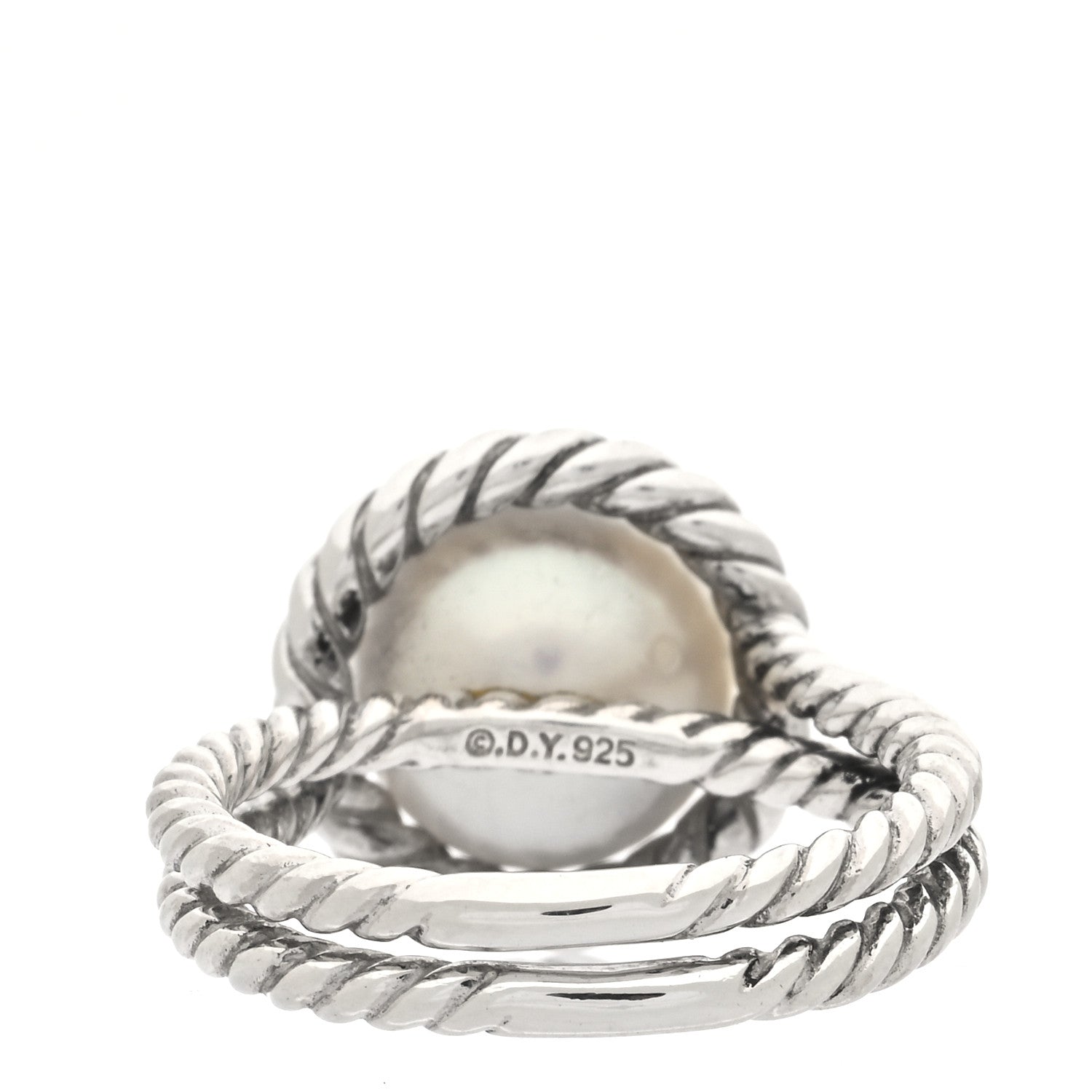 David Yurman Sterling Silver Pearl 10.5mm Cable Ring 52 6 3 of 4