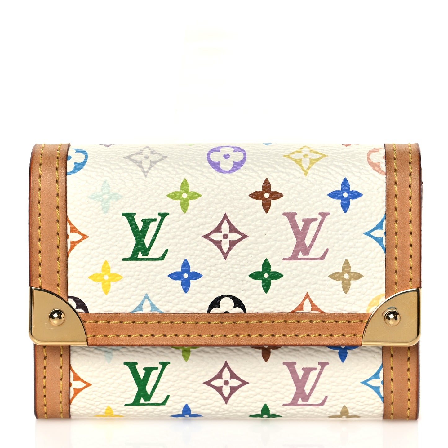 Monogram Multicolor Porte-Monnaie Plat Coin Purse White
