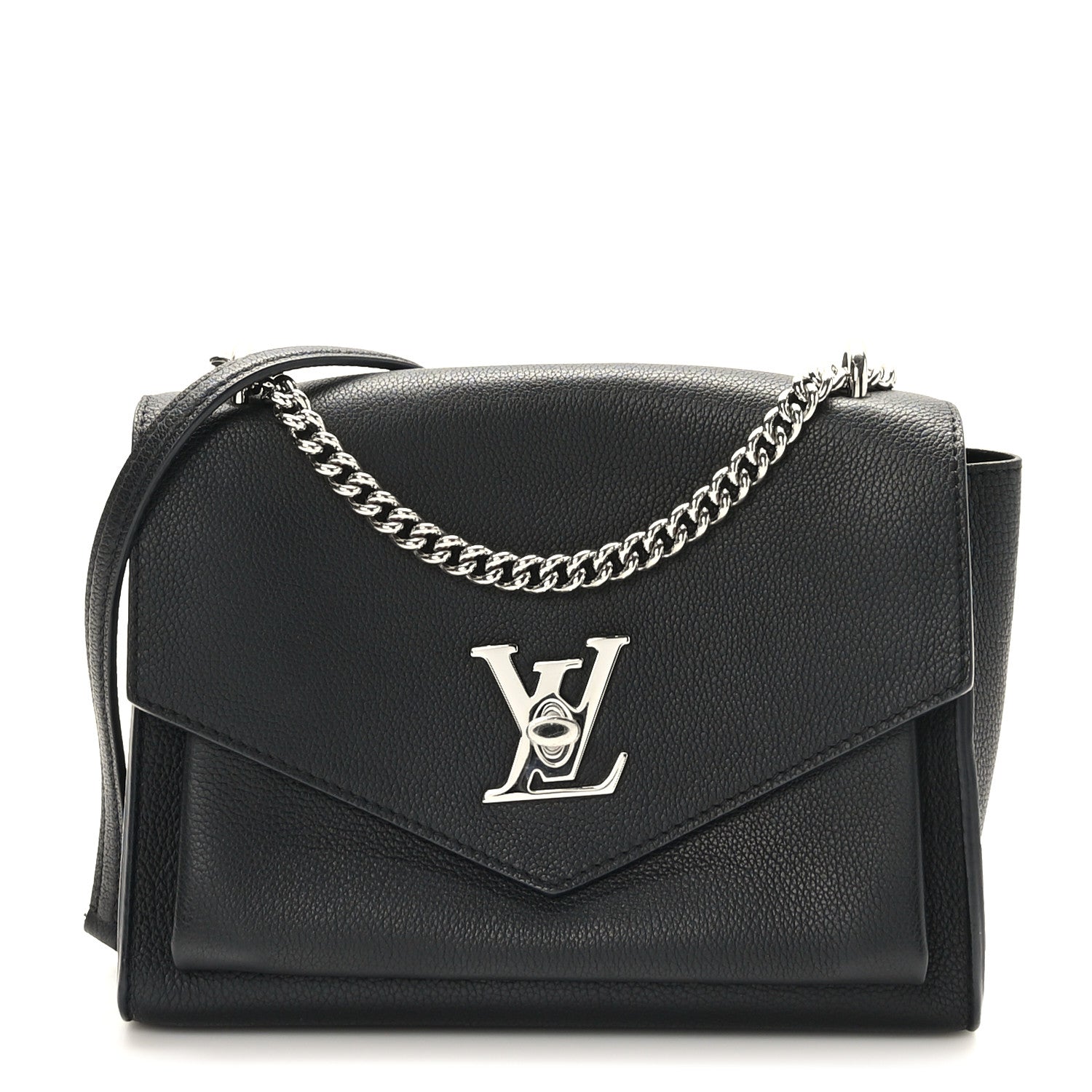 Louis Vuitton Soft Calfskin Mylockme Chain Bag BB Black 1 of 8
