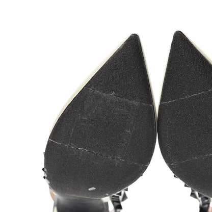 Valentino Garavani Nappa Rockstud Ankle Strap 100mm Pumps 40 Light Ivory Black 10 of 12