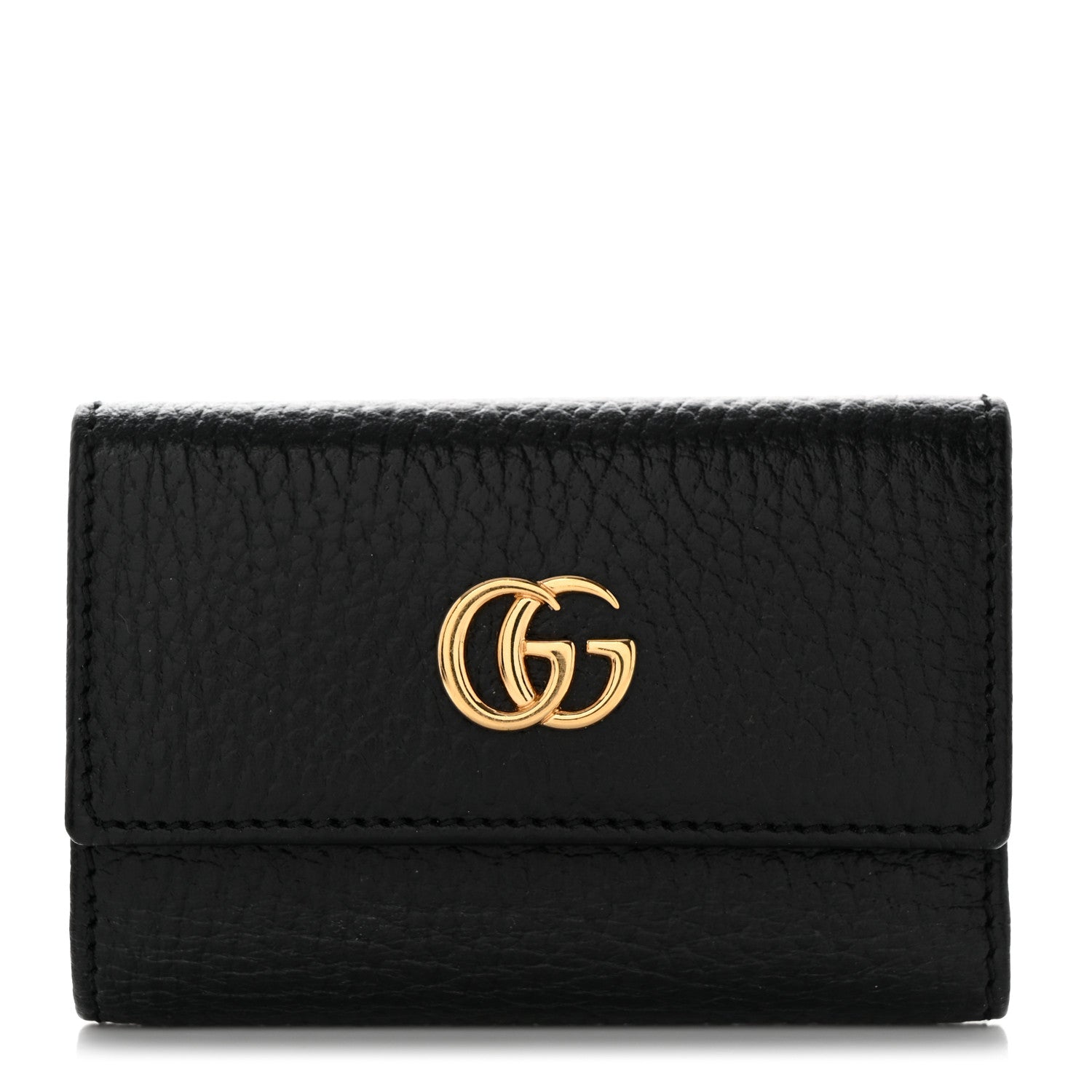 Gucci Pebbled Calfskin GG Marmont 6 Key Holder Black 1 of 7