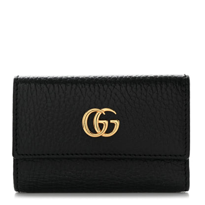 Gucci Pebbled Calfskin GG Marmont 6 Key Holder Black 1 of 7