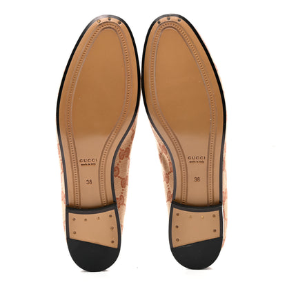Gucci Canvas GG Monogram Horsebit Womens Jordaan Loafers 38 Beige Ruggine Rust 5 of 9