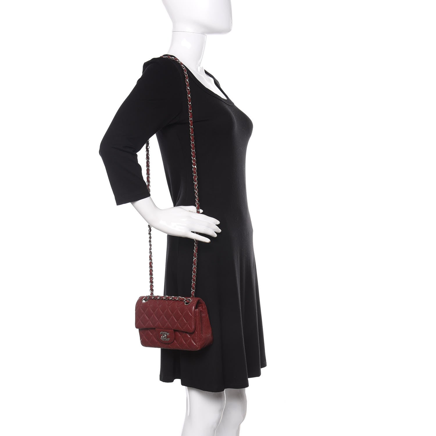 Chanel Caviar Quilted Mini Rectangular Flap Dark Red 2 of 10