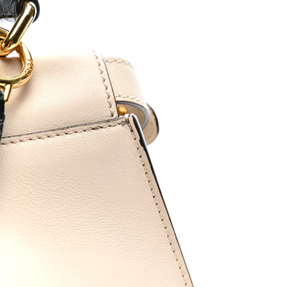 Fendi Vitello Seta Snakeskin Monster Eyes Medium Peekaboo Iconic Satchel  Amido Sand Black 40 of 57