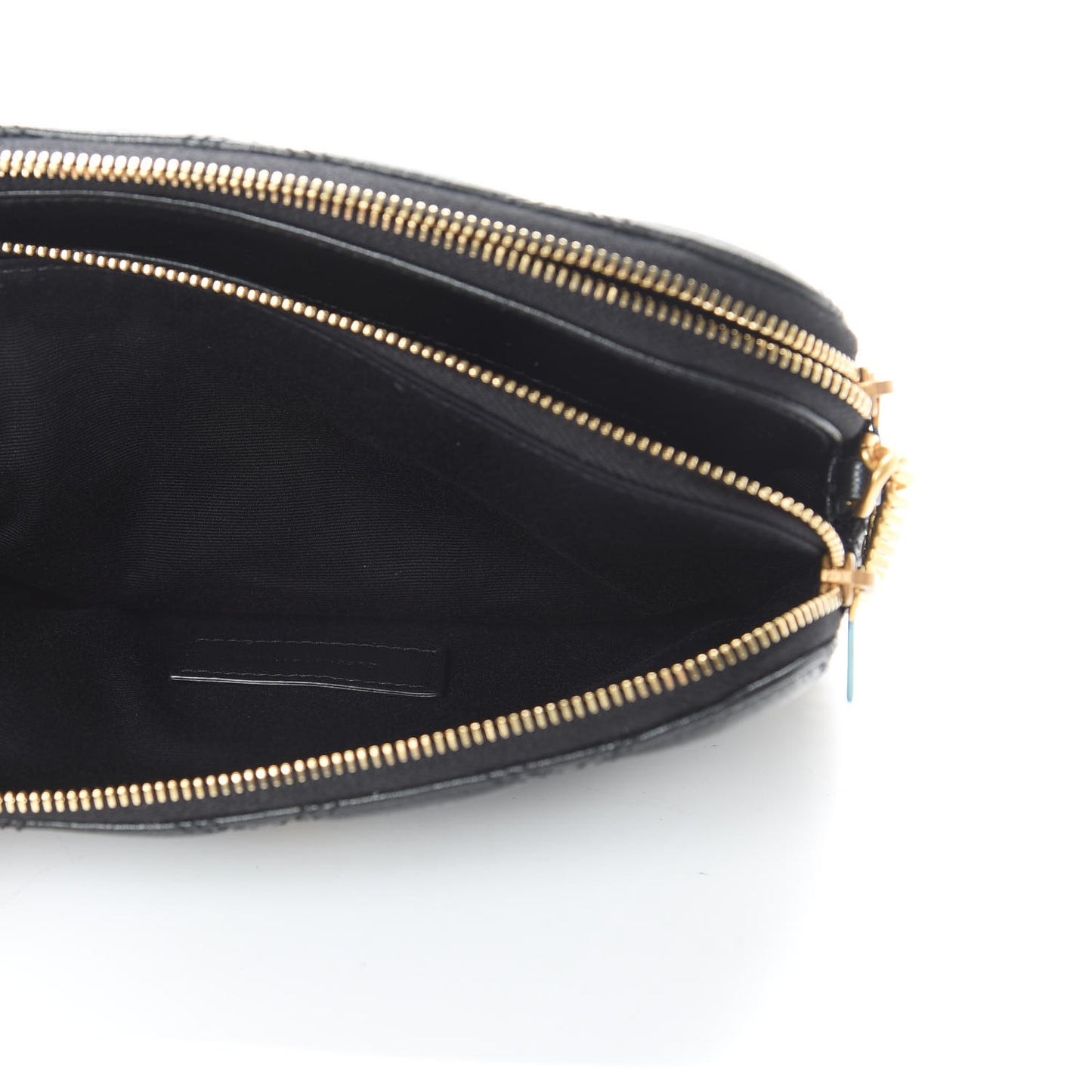 Grained Lambskin Quilted Mini Becky Double Zip Bag Black