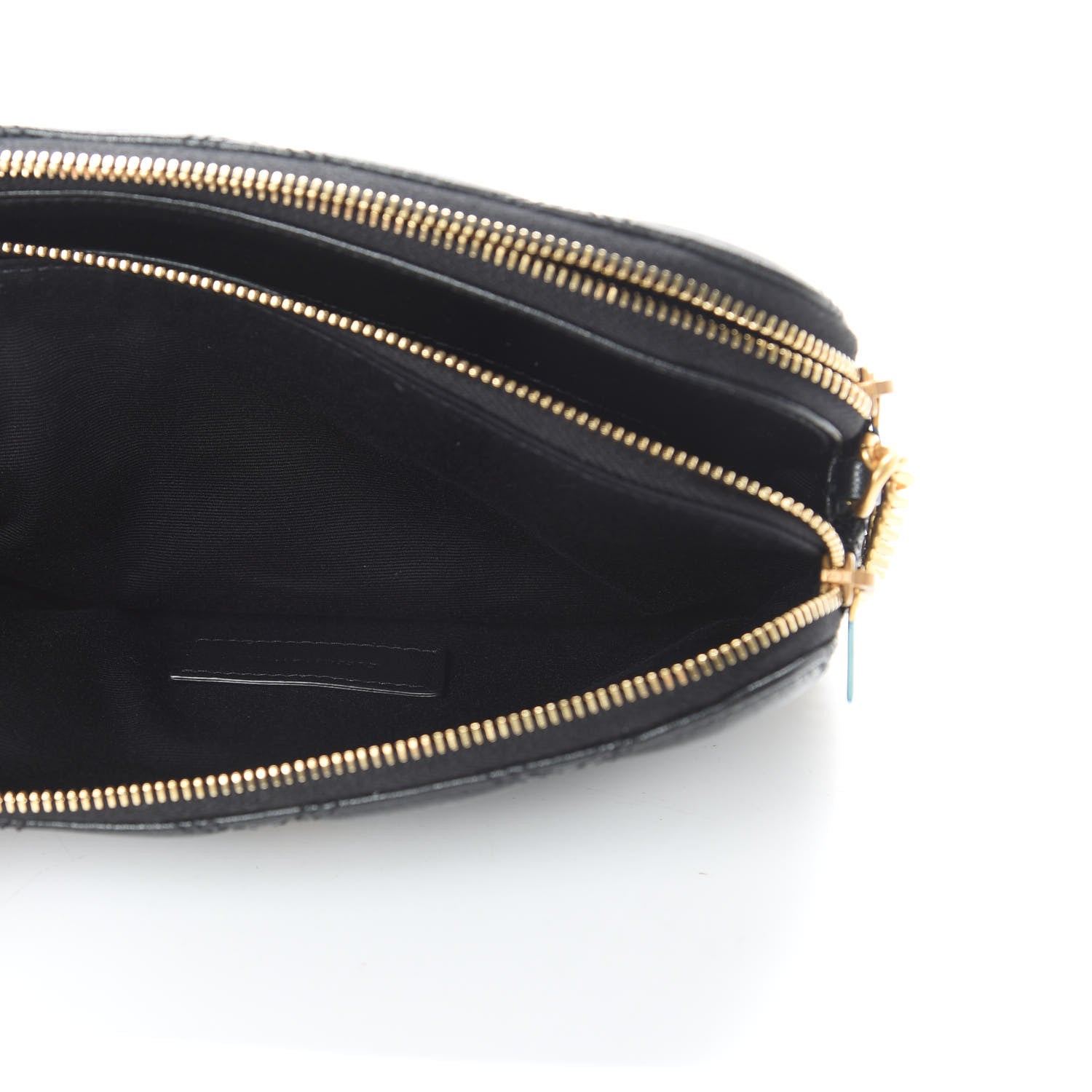Saint Laurent Grained Lambskin Quilted Mini Becky Double Zip Bag Black 7 of 12