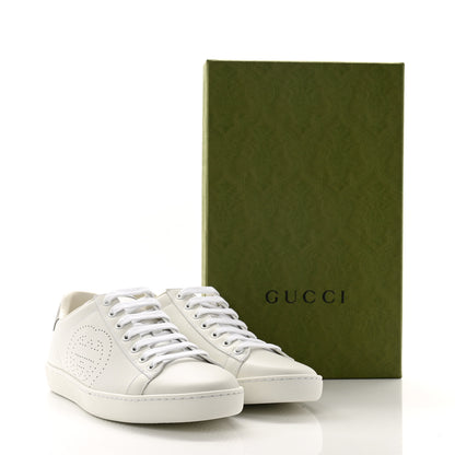 Gucci Calfskin Interlocking G Perforated Womens Ace Sneakers 38.5 White Grey Sky 9 of 9