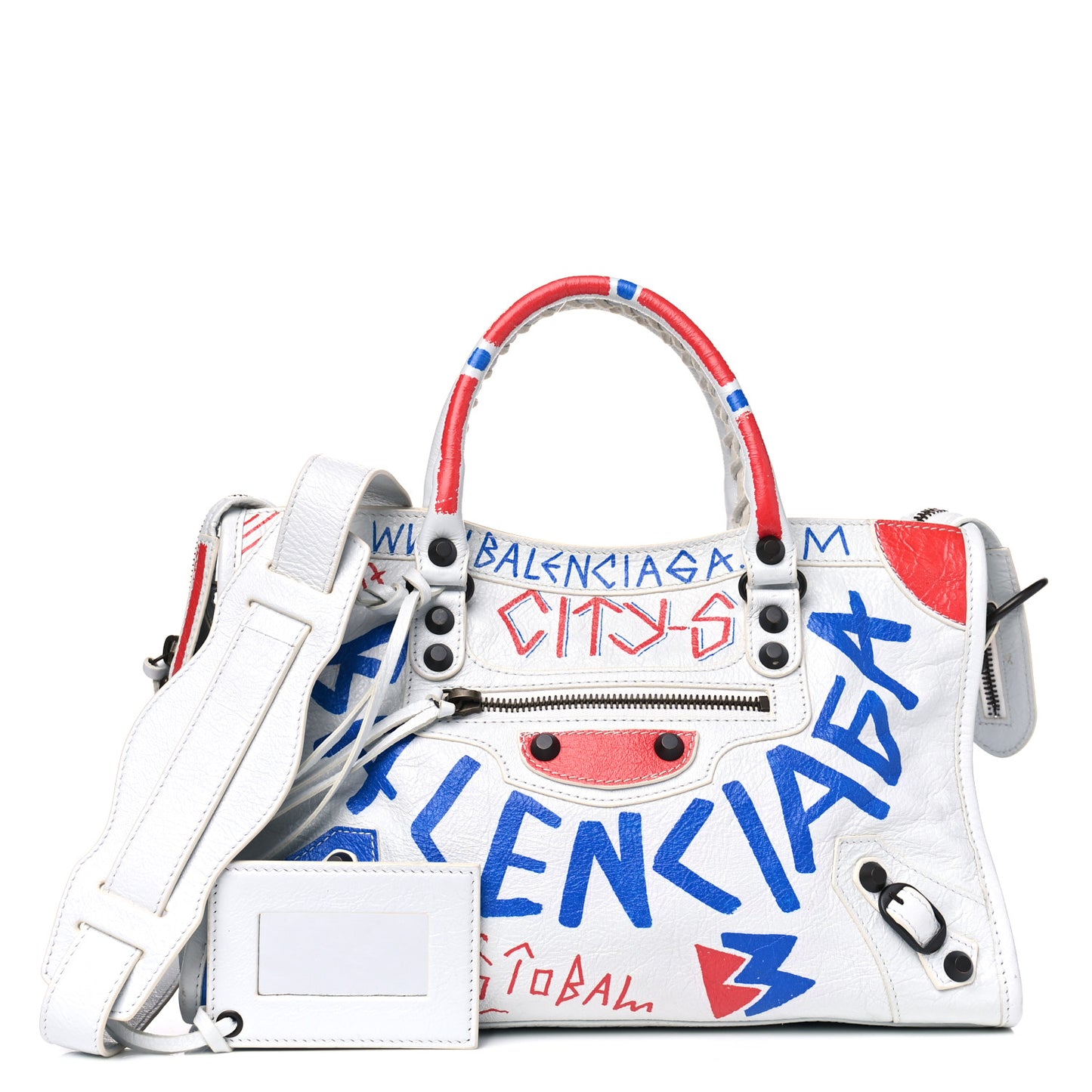 Agneau Graffiti All Over Classic Hardware S City White Bleu Rouge