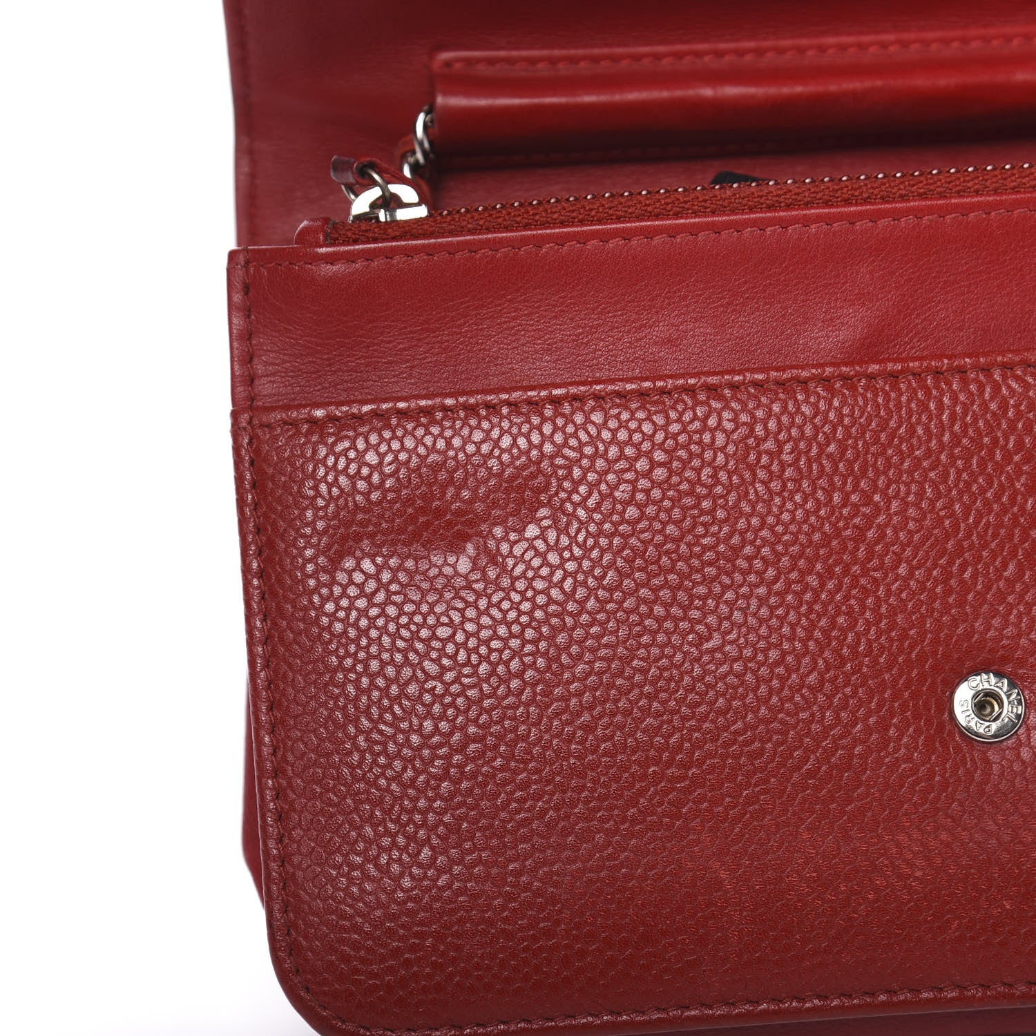 Chanel Caviar Timeless CC Wallet On Chain WOC Red 12 of 14