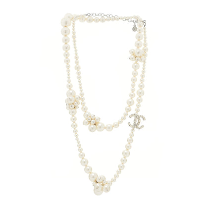 Chanel Pearl Cluster CC Long Necklace Silver 3 of 7